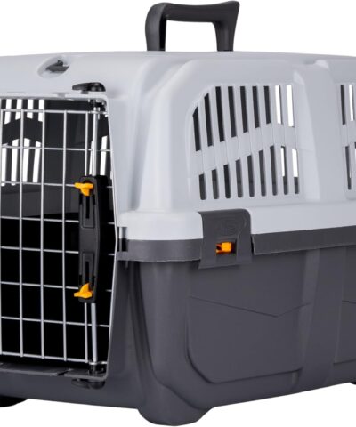 SKUDO 2 IATA Approved Pet Carrier XS (55x36x35cm) with metal door for flying small dogs and large cats.