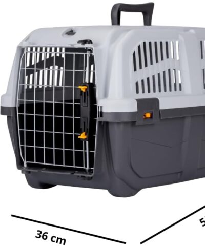 SKUDO 2 IATA Approved Pet Carrier XS (55x36x35cm) with metal door for flying small dogs and large cats.