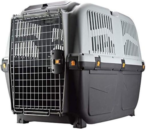 SKUDO 6 IATA Approved Pet Carrier XL (92x63x70cm) for flying very large dogs up to 45 kg from Dubai. Features secure metal door, storage pocket.